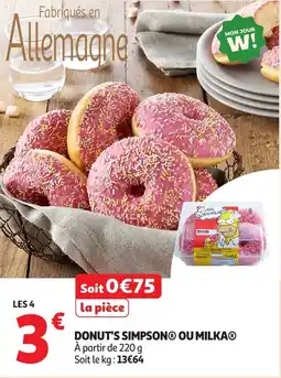 Auchan Donut's simpson ou milka offre