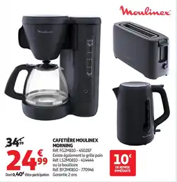 Auchan Cafetière moulinex morning offre