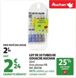 Auchan Lot de 10 tubes de gouache auchan offre