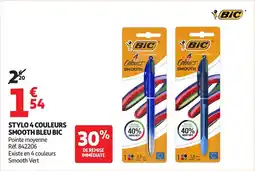 Auchan Stylo 4 couleurs smooth bleu bic offre