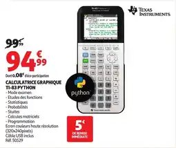 Auchan Calculatrice graphique TI-83 python offre