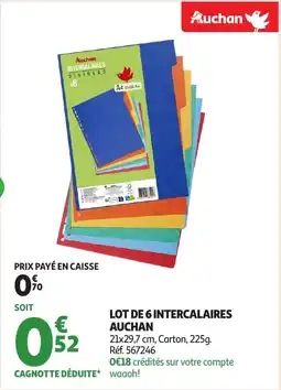 Auchan Lot de 6 intercalaires auchan offre