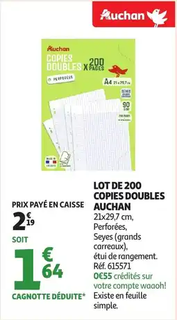Auchan Lot de 200 copies doubles auchan offre