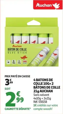 Auchan 4 batons de colle bâtons de colle auvhan offre