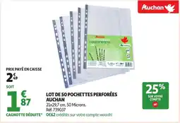 Auchan Lot de 50 pochettes perforées auchan offre