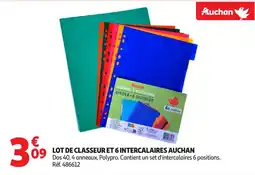 Auchan Lot de classeur et 6 intercalaires auchan offre