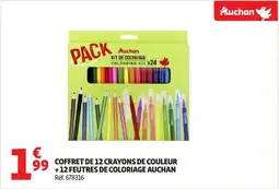 Auchan Coffret de 12 crayons de couleur + 12 feutres de coloriage auchan offre