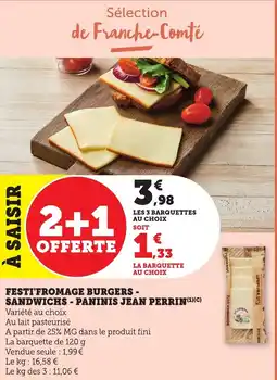 Bi1 Festi'fromage burgers sandwichs paninis jean perrin offre