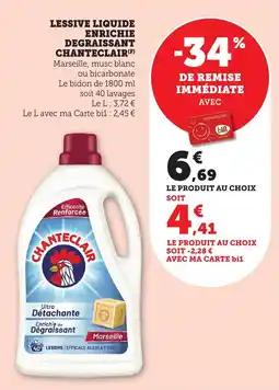 Bi1 Lessive liquide enrichie degraissant chanteclair offre