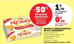 Bi1 Beurre a teneur reduite en m.g. president offre