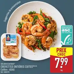 ALDI Golden seafood crevettes entières cuites offre