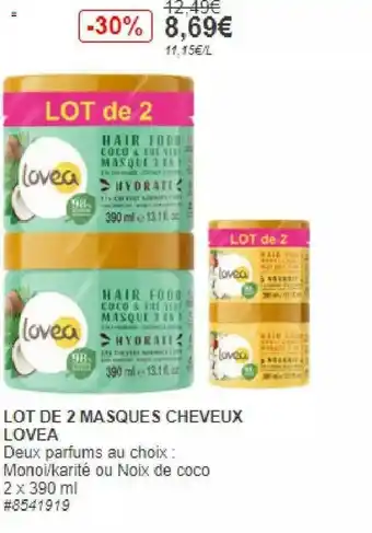 Costco Lot De 2 Masques Cheveux Lovea offre