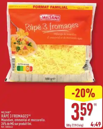 ALDI Milsani Râpé 3 fromages offre