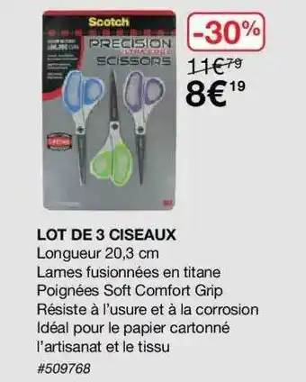 Costco Lot De 3 Ciseaux Scotch offre