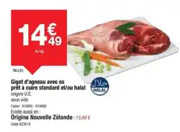 Promocash Gigot d'agneau avec os prêt à cuire standard et/ou halal origine offre