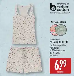 ALDI Up 2 fashion pyjama short offre