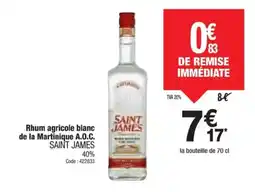 Promocash SAINT JAMES Rhum agricole blanc de la Martinique A.O.C. offre