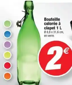 Bazarland Bouteille colorée à clapet 1 L offre