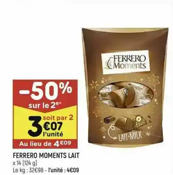 Leader Price Ferrero Moments Lait offre