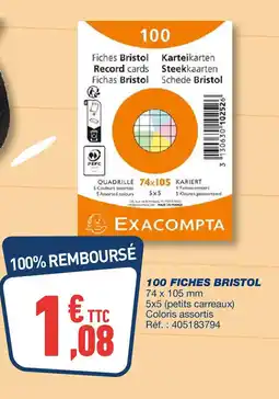 Bureau Vallée 100 fiches bristol offre