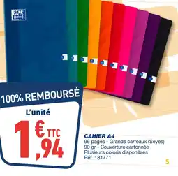 Bureau Vallée Cahier a4 offre