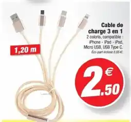Bazarland Cable de charge 3 en 1 offre