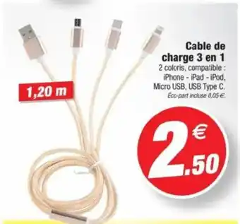 Bazarland Cable de charge 3 en 1 offre