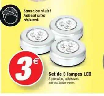 Bazarland Set de 3 lampes LED offre
