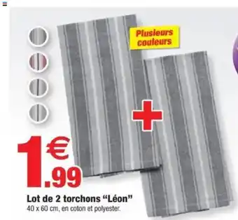 Bazarland Lot de 2 torchons Léon offre