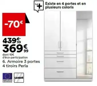 BUT Armoire 3 portes 4 tiroirs Perla offre