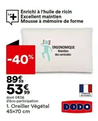 BUT Oreiller Végétal 45x70 cn offre
