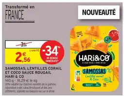 Intermarché Hyper Samossas, Lentilles Corail et Coco Sauce Rougail Hari & Co offre