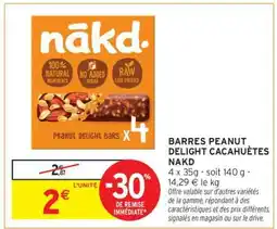 Intermarché Hyper BARRES PEANUT DELIGHT CACAHUÈTES NAKD offre