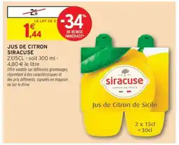 Intermarché Hyper Jus de Citron Siracuse offre