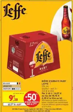 Intermarché BIÈRE D'ABBAYE RUBY LEFFE offre