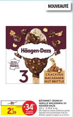 Intermarché Bâtonnet crunchy vanille macadamia x3 häagen-dazs offre