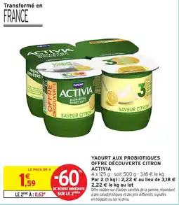 Intermarché Yaourt aux probiotiques offre découverte citron activia offre