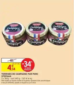 Intermarché Terrines de campagne pur porc stephan offre