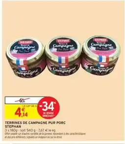 Intermarché TERRINES DE CAMPAGNE PUR PORC STEPHAN offre