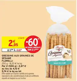 Intermarché Gressins aux graines de sésame florelli offre