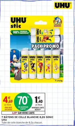 Intermarché 7 bâtons de colle blanche 8,2g sonic uhu offre