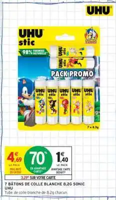 Intermarché 7 BÂTONS DE COLLE BLANCHE 8,2G SONIC UHU offre