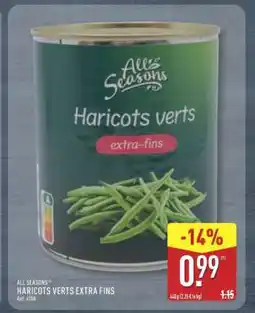ALDI ALL SEASONS HARICOTS VERTS EXTRA FINS offre