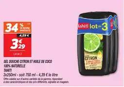 Netto Gel douche citron et huile de coco 100% naturelle tahiti offre