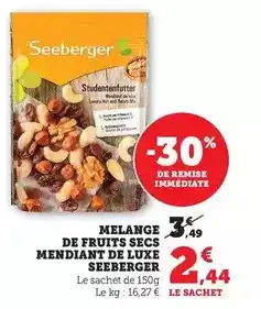 Bi1 Seeberger - melange de fruits secs mendiant de luxe offre
