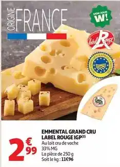 Auchan Supermarché Label rouge - emmental grand cru igp offre