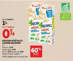 Auchan Supermarché Bjorg - boisson végétale à l'avoine bio offre