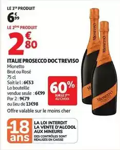 Auchan Supermarché Mionetto - italie prosecco doc treviso offre