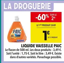 Supeco Paic Liquide vaisselle offre
