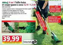 Norma 4 en 1 taille-haies et coupe-gazon à accu 7.2 v / 1,3 ah offre